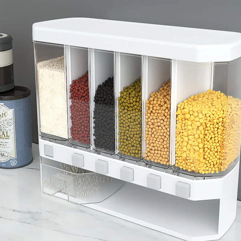 

Dropshipping Household Wall-Mounted Moisture-Proof Kitchen Plastic Sealed Rice Bucket Storage Box, As the photo shown