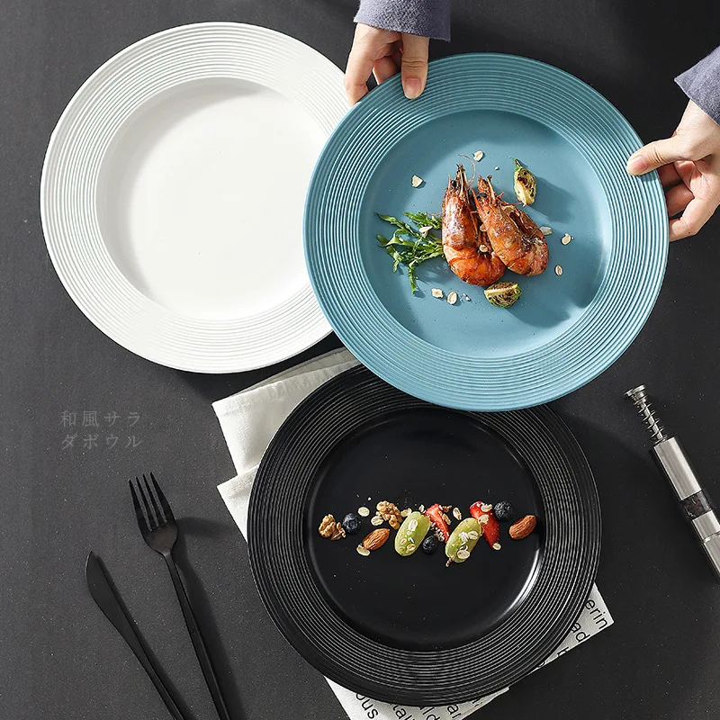 

Ceramic plate matte plain soup straw hat plate spaghetti household plate Nordic tableware