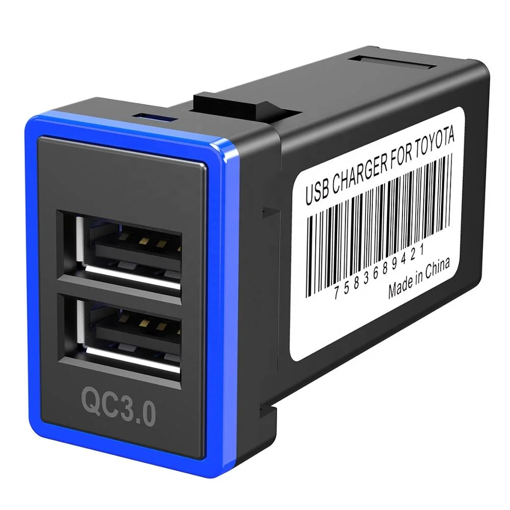 

Dual USB Car Charger Socket with LED Quick Charge QC3.0 Phone Charger Adapter for Toyota