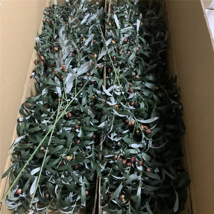 

QSLH-VF005 Wholesale Artificial Plants Olive 4 Branches With Fruit Olive Branch Stems Artificial Olive Branch For Decor