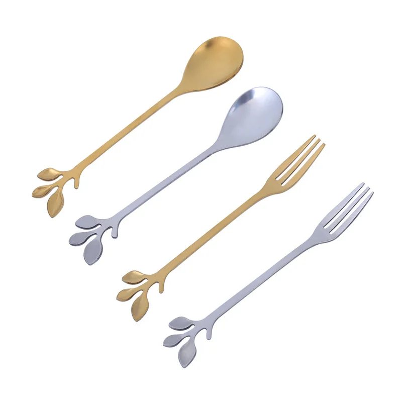 

Stainless steel leaf spoon fork Nordic style leaf coffee spoon