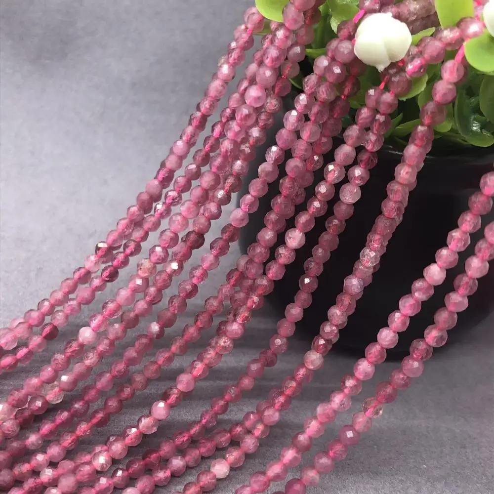 

Wholesale Gemstone Jewelry Beads Rubellite Round polished DIY faceted golden 789350