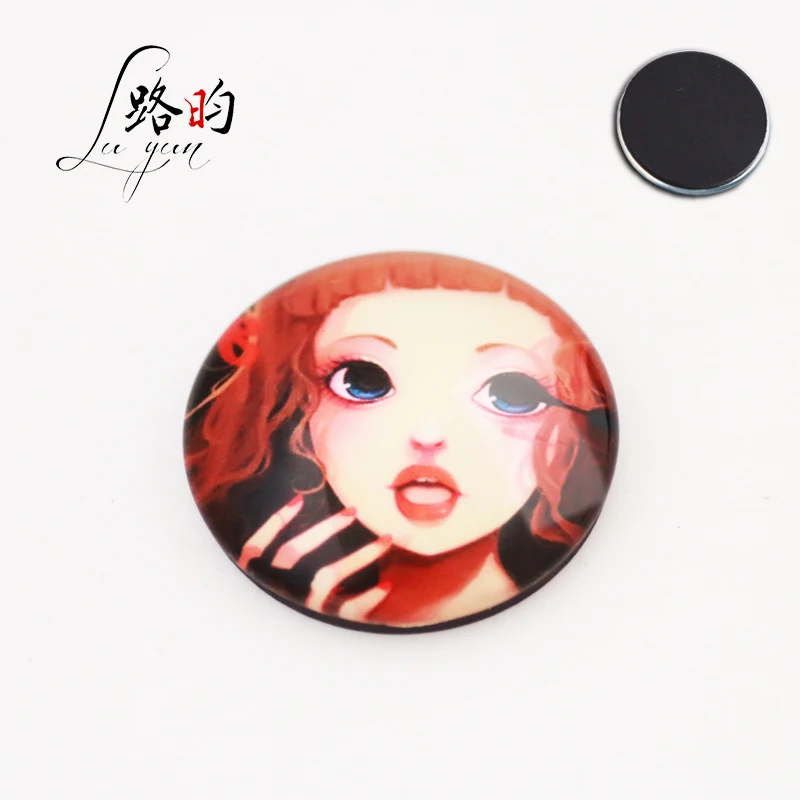 

Hot Sale  Anime Lady Avatar Refrigerator Magnet Sexy Pretty Girl Round Glass Fridge Magnet