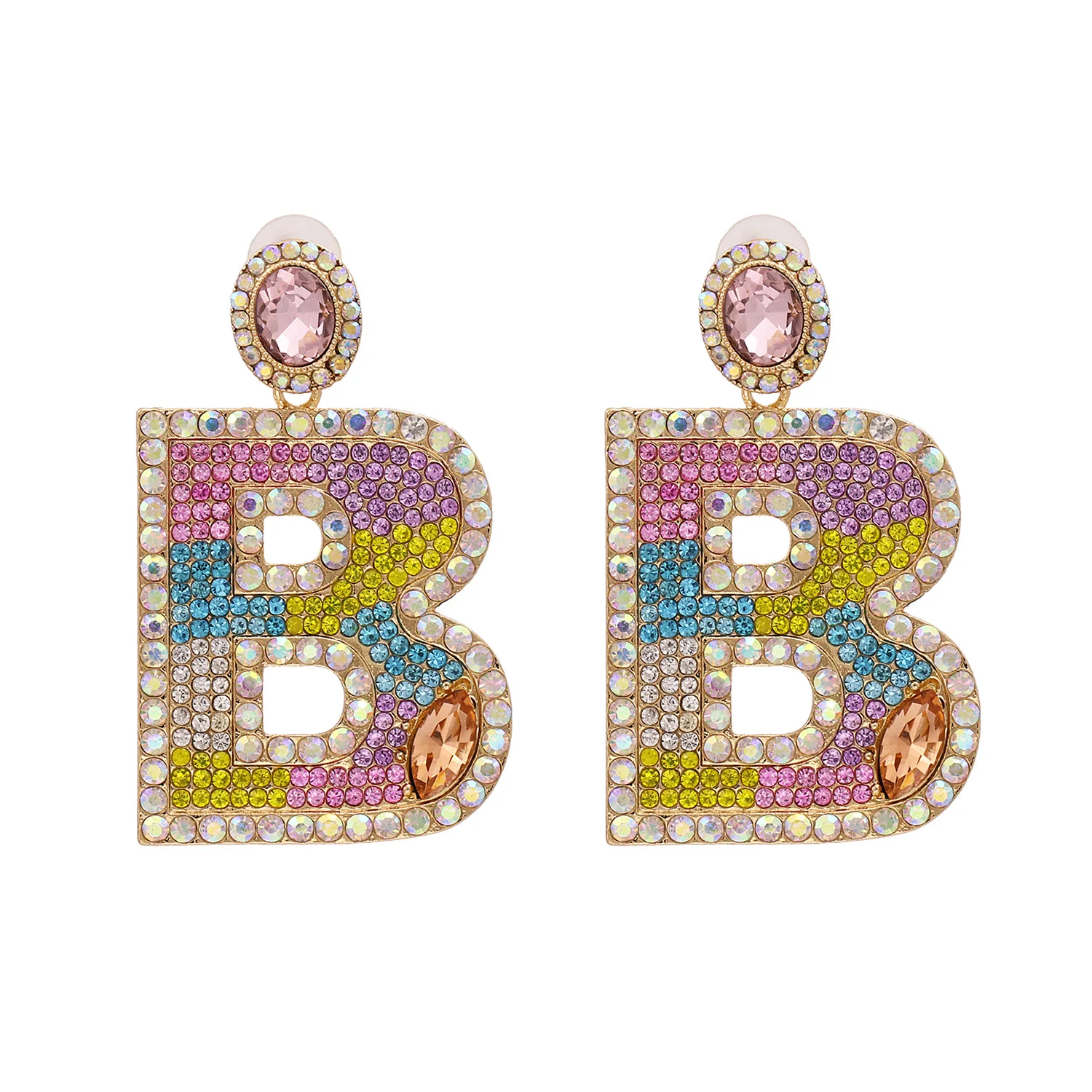 

PUSHI new custom fashion letter b earrings personlised funky large colorful cool earrings for women big hoop earrings