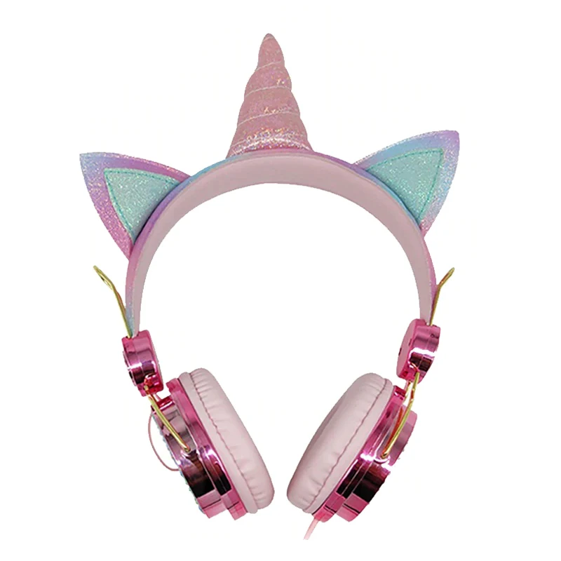 

Cute child gift unicorn headset bling bling diamond wired cheap price wholesale kids headphone, Colors customized