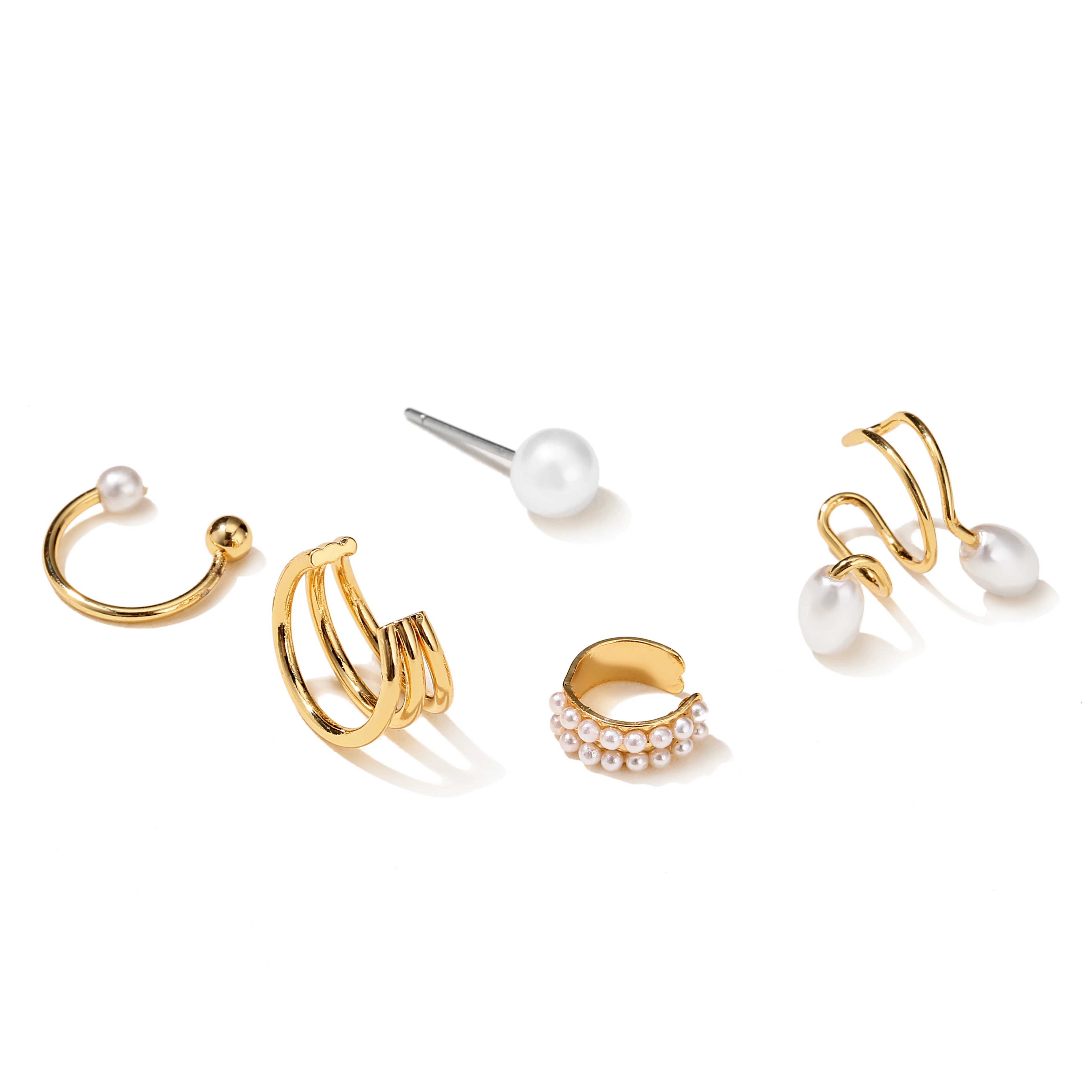 

Wholesale Custom Women Fashion Pearl Stud Earring Clip On Earrings Ear Cuff Aretes Star Drop Earrings Set With Zircon