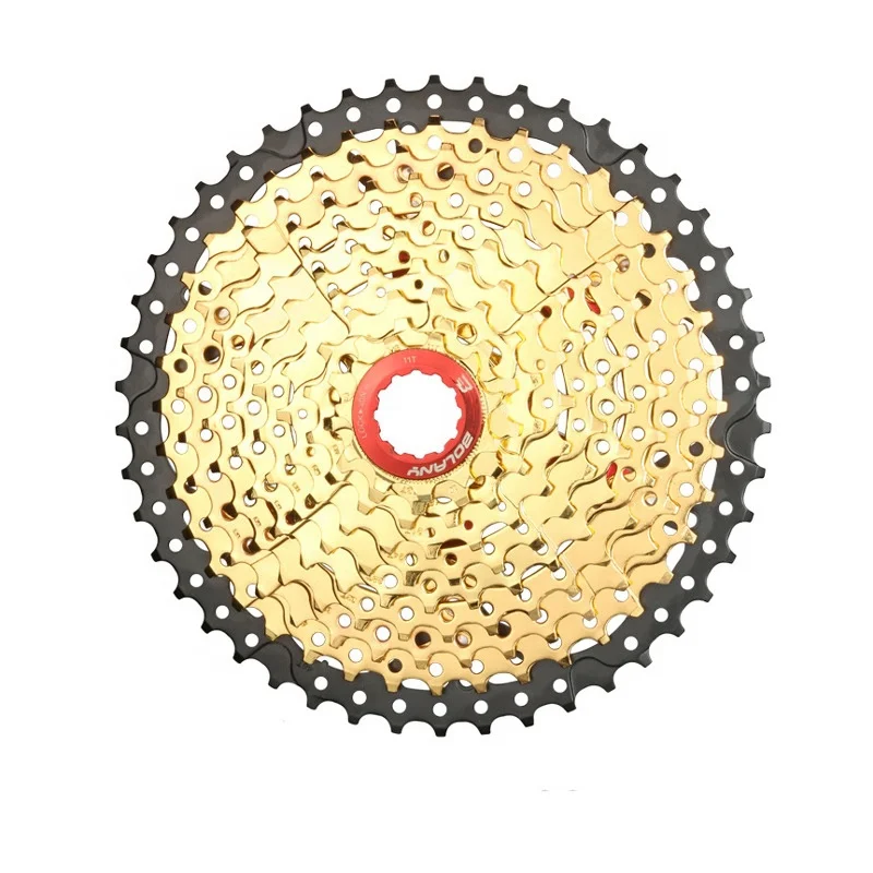 

BOLANY MTB Bicycle Flywheel 9/10/11 Speed 46-50T Bike Cassette Fit For Shimano/SRAM Bicycle Freewheel, Black gold