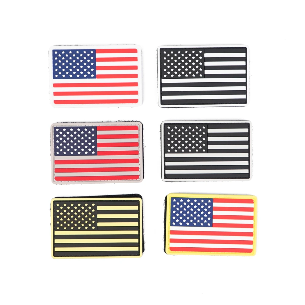 

hook and loop American Flags Patch PVC Military Rubber Patch for Backpack Hat, Max 8 colors
