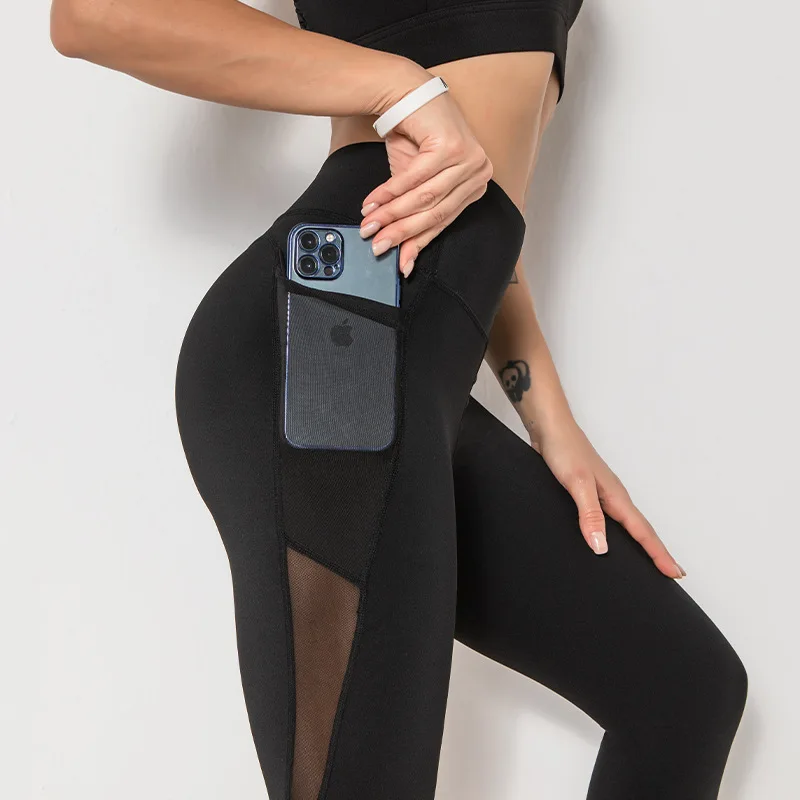 

Sweat Joggers Butt Lifter Seamless Nylon Spandex Pocket Outer Wear High Waist Fitness Yoga Pants Compression Yoga Leggings, Picture