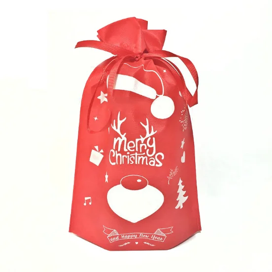 

OEM Eco Friendly Cartoon Printed Recycle Non woven Christmas Drawstring Gift Bag