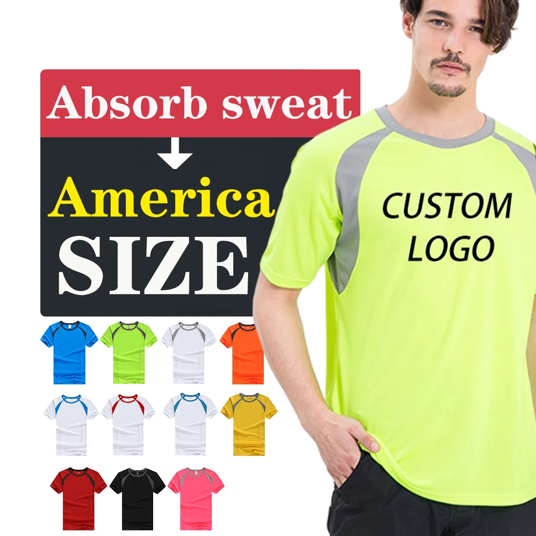 

custom embroider clothes plain Men's T-Shirts Marathon Running Print Sport nets tee quick dry t shirt for men