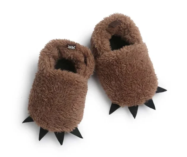 
Baby Boys Girls Soft Plush Slippers Bear PAW Animal Boots Toddler Infant Crib Shoes Winter House Shoes furry cotton boots 