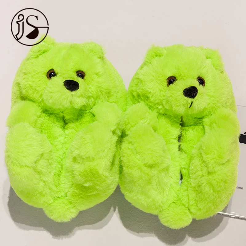

Wholesale Comfy soft Plush teddy bear slippers Indoor shoes home slides Fashion Various Styles fur kids slippers 2021
