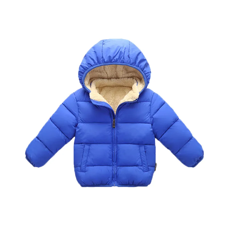 

custom children kid winter blue hooded jacket long sleeve