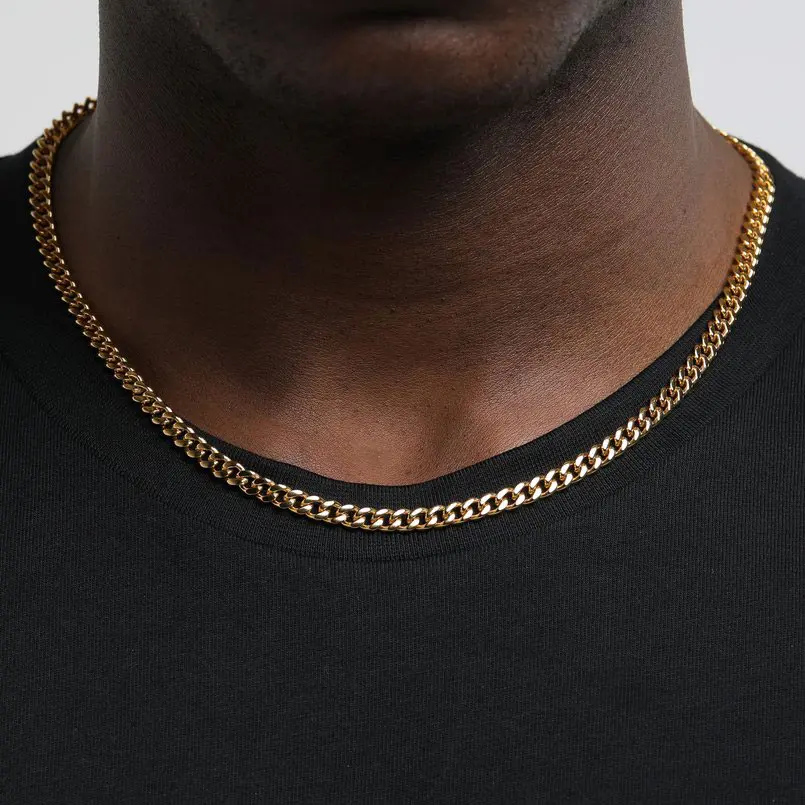 5mm Stainless Steel Cuban Chain in Gold Silver