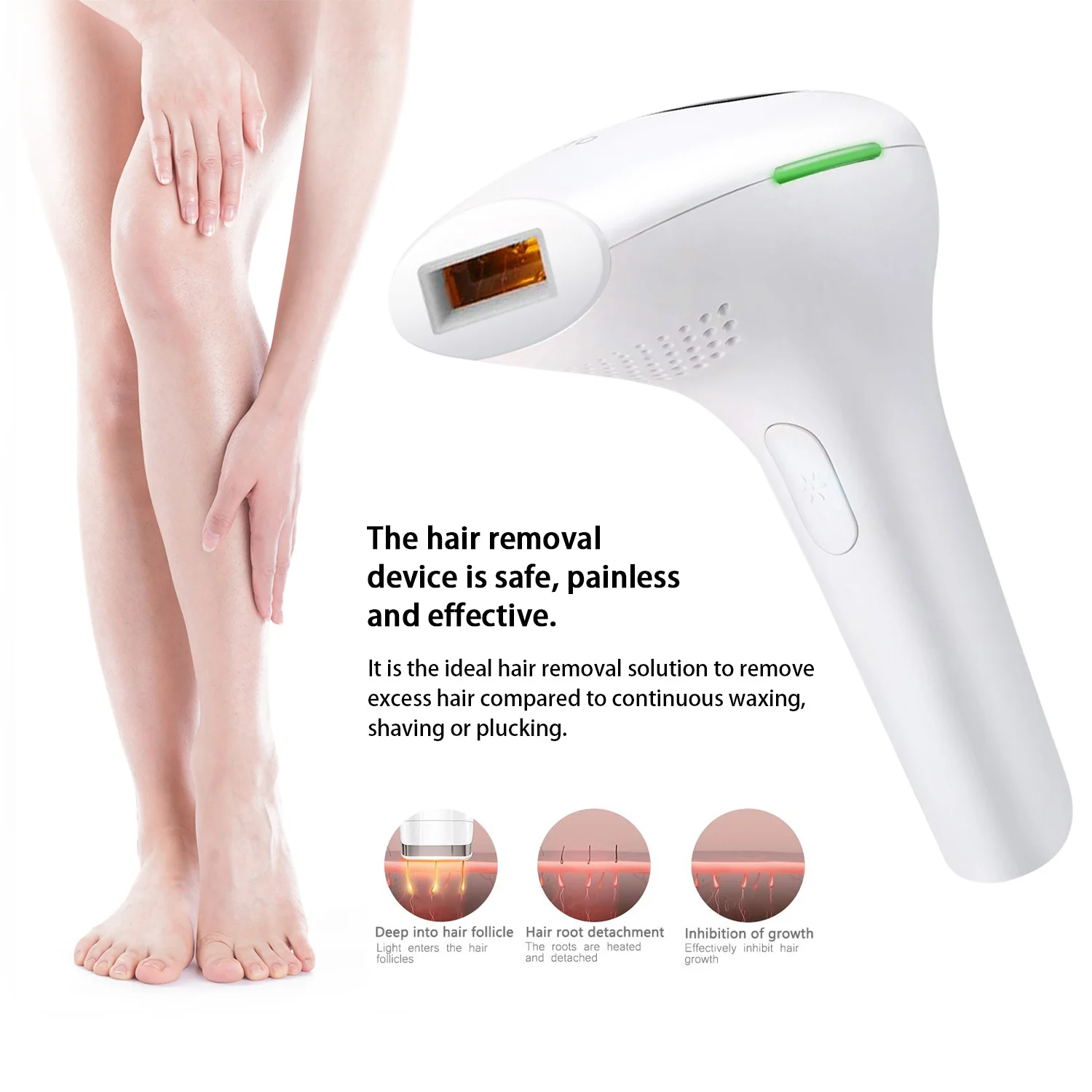 

Home Use Permanent Painless IPL Hair Removal Remover Device Upgrade for Facial Legs, Arms, Armpits,Body, White/sliver