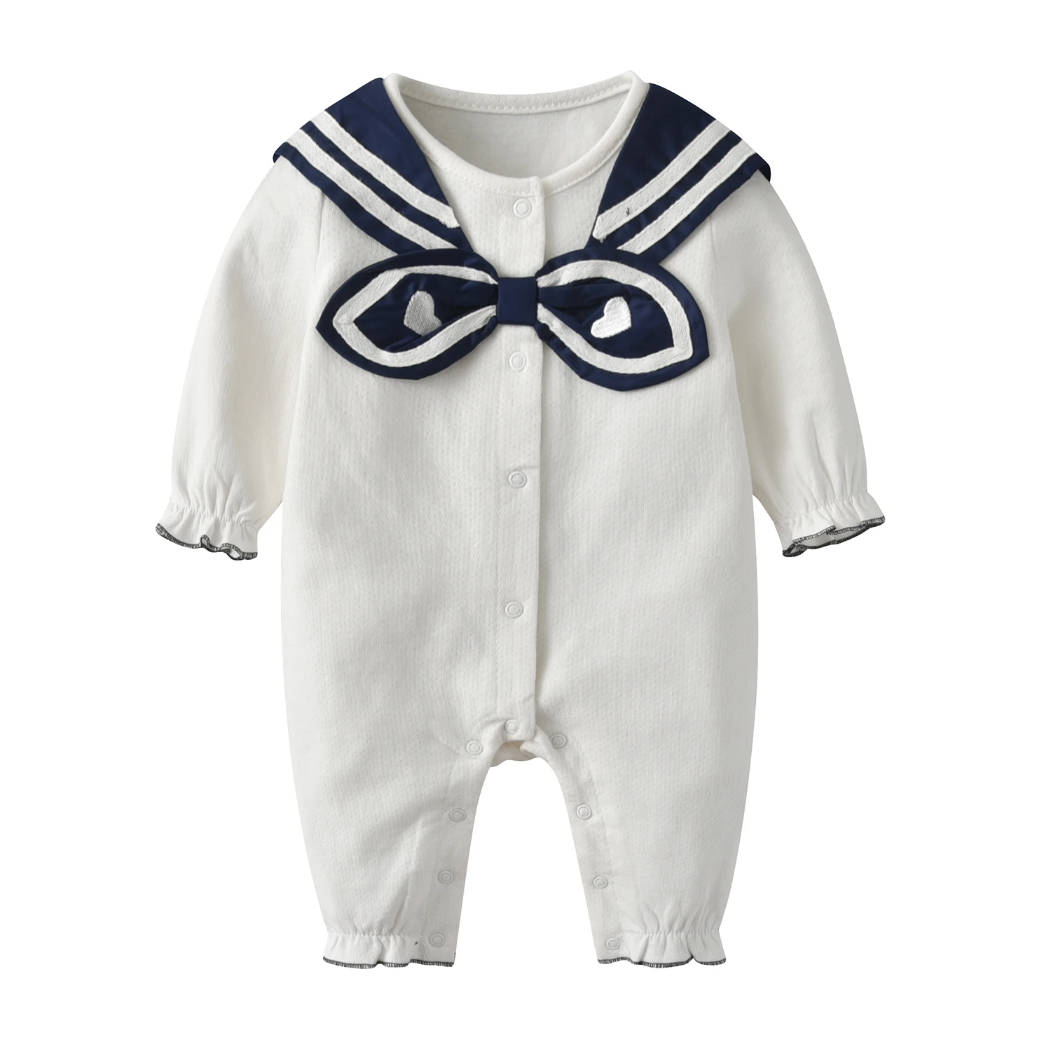 

New arrival Big bow Unisex Class A yarn fabric Korean style baby rompers, White