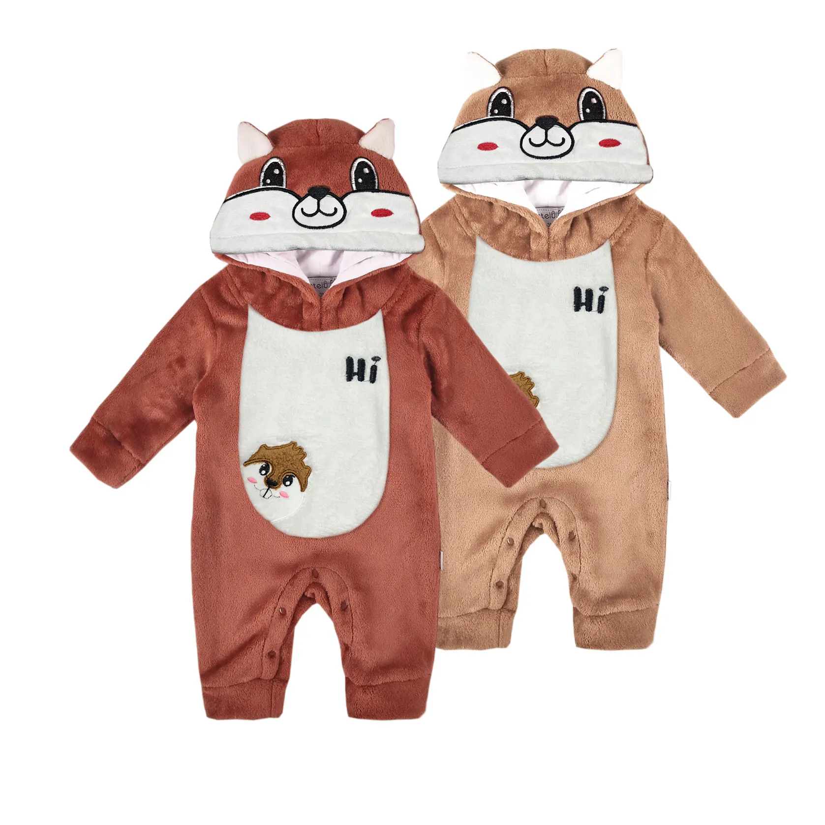 

Factory Custom Wholesale 100% Smooth Flannel Baby Winter Romper With Hood