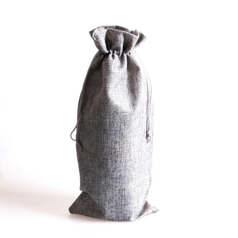 
Drawstring Wine Champagne Bottle Cover Bags Wedding Party Package Gift Bags Jute Burlap Bottle Bags 