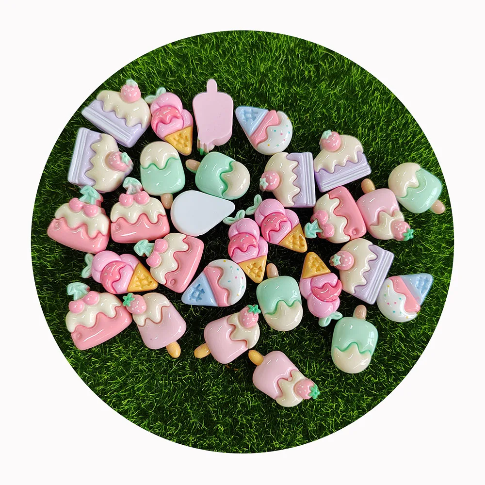 

Kawaii Ice Cream Popsicle Resin Flatback Cabochon Decoration Miniature Food For DIY Phone Case Slime Charms