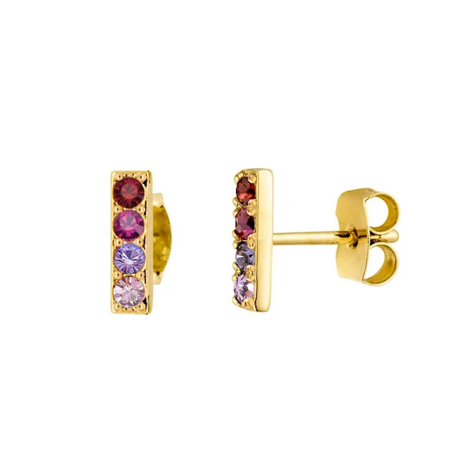 

colorful jewelry earrings 18k gold vermeil fashion studs 925 sterling silver amethyst ombre bar stud earrings