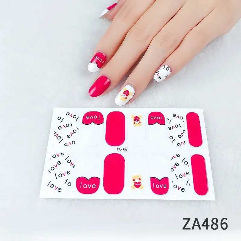 

Wholesale ZA-482 New Design 14 nail muti- Designs Full Coverl 3D Nail Art Sticker Strips Nail Wraps