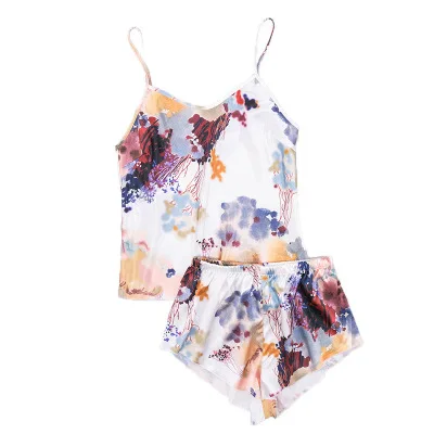 

Wholesale Luxury Pijamas Colorful Nightgown Printed Summer Pyjama Set Women's Sleepwear, Pink, navy, black, orcustomized color