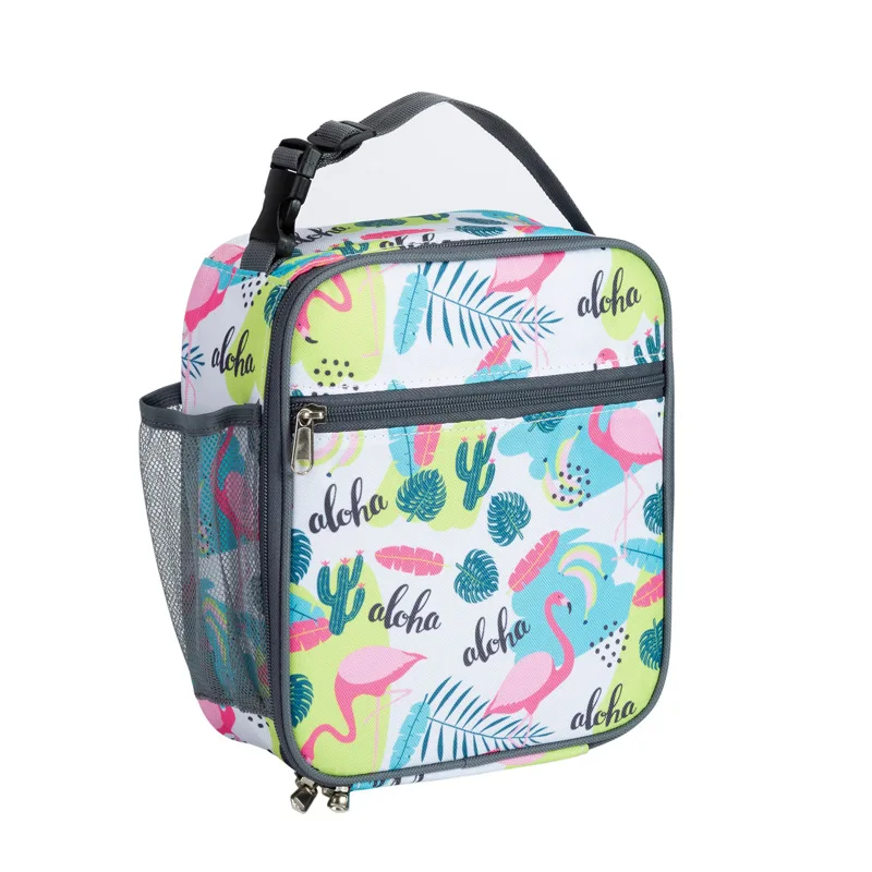 

Custom flamingo print lunch box cooler bag insulated thermal children kids tote lunch bag for school, Customized color