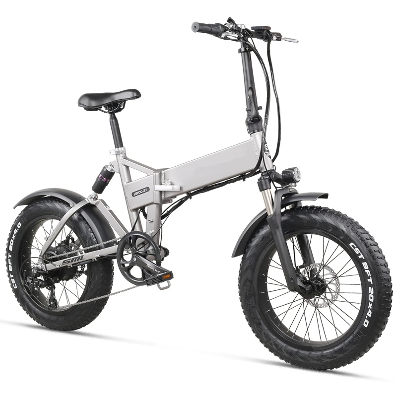 

Full Suspension 20 Inch 4.0 Fat Tyre Foldable Electric Bike 48V 500W Bike Foldable Electric Bicycle With 48V 12.8Ah Lion Battery, Grey