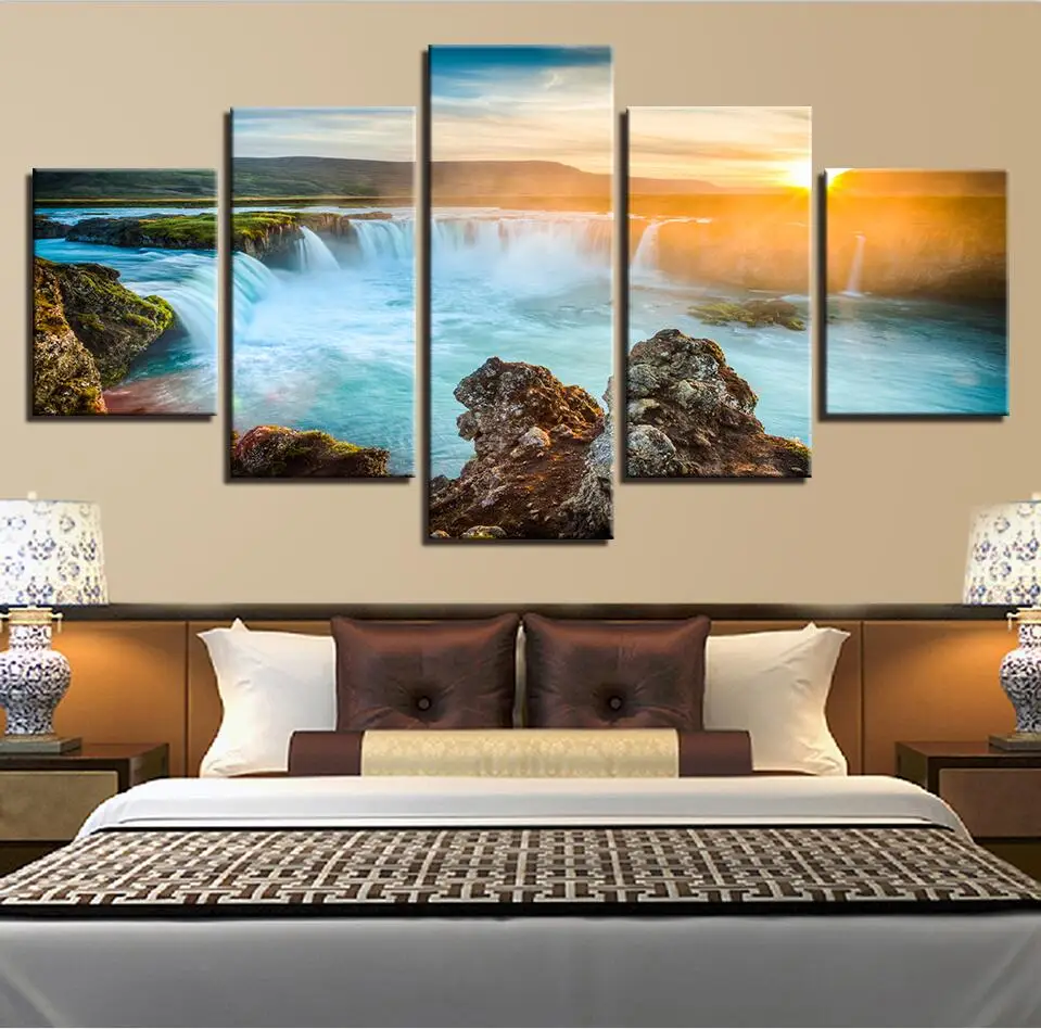 

High resolution Sunrise multi panel 5-piece canvas wall art printing drop shipping