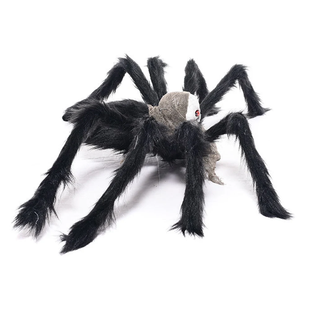 75cm万圣节大蜘蛛装饰巨型恐怖骷髅蜘蛛恶作剧道具生动红眼万圣节晚会