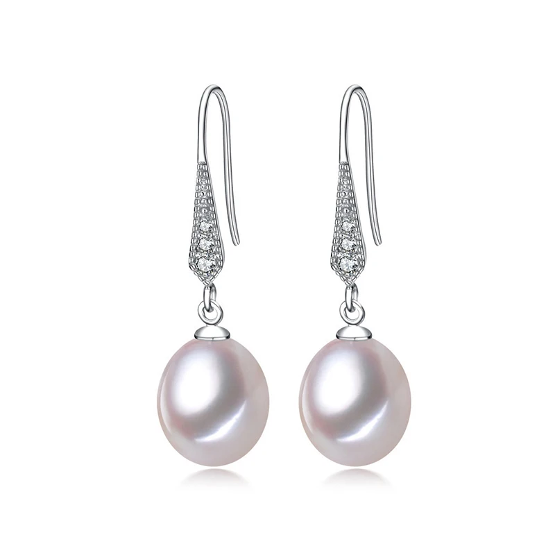 RINNTIN GPE01 High Quality 925 Silver Natural Freshwater Pearl Ear Hook Female Korean Explosive Simple Fashion Earrings