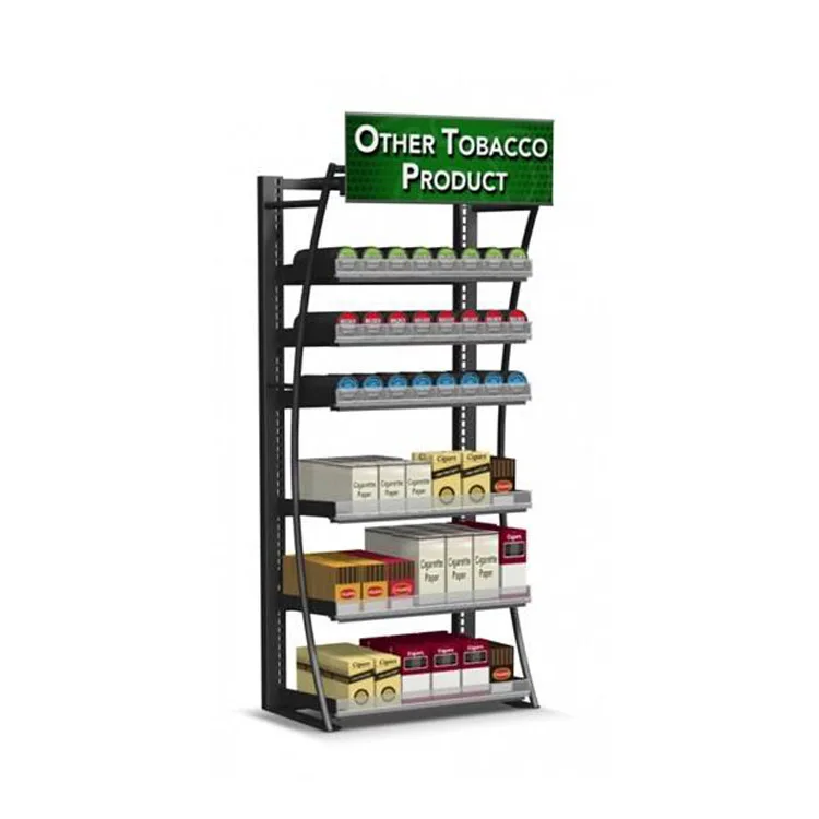 Metal Tobacco Display Shelf With Drawer / Cigarette Display With Pusher