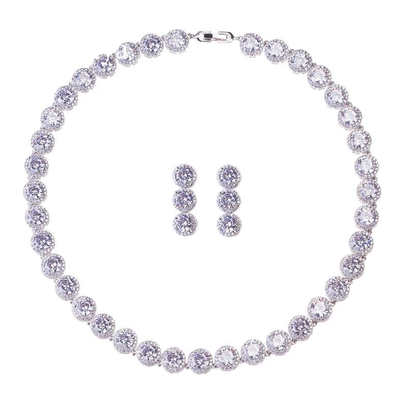 

Emmaya Brand Gorgeous Round Jewelry White Gold Color AAA Cubic Zircon Wedding Jewelry Sets For Lover Brides Popular Jewelry Gift
