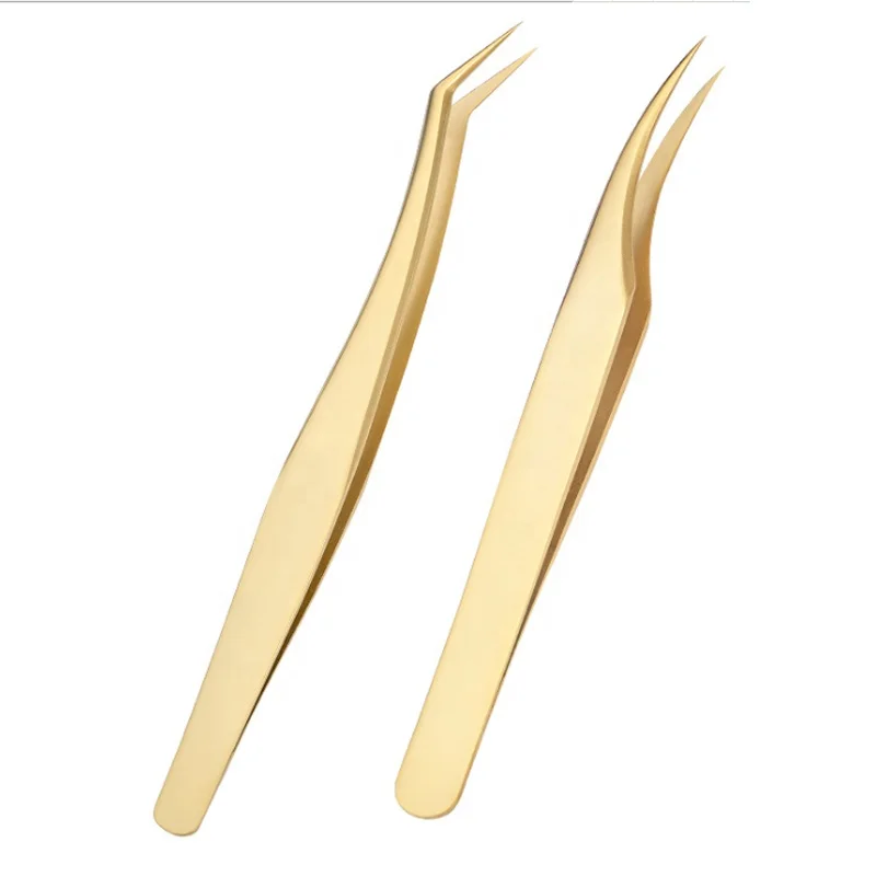 

Curved Premium Stainless Steel Precise Volume Eyelash Extension Tweezers, Gold