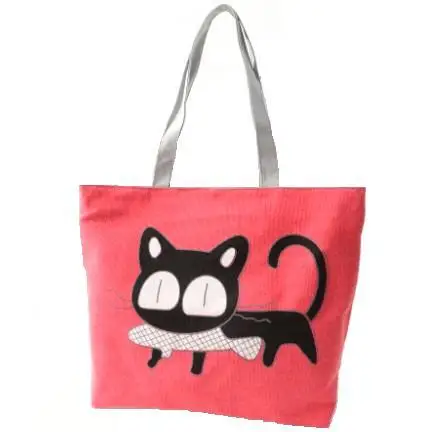 

Casual Large Capacity Eco Polyester Cute Cat Printing Shopping Bag Pattern Tote Pouch Women Shoulder Gift Bag, 5 colors