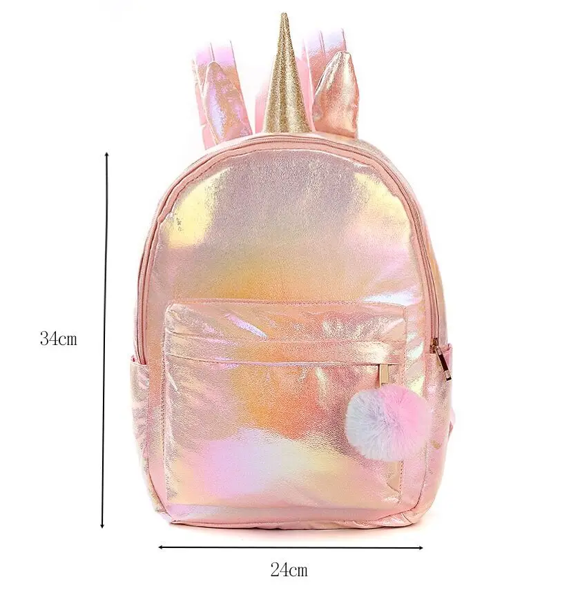 

Custom Toddler Preschool Backpack,Small Holographic Little Kid Unicorn Backpacks For Girls, Purple, white, light purple, light blue, pink