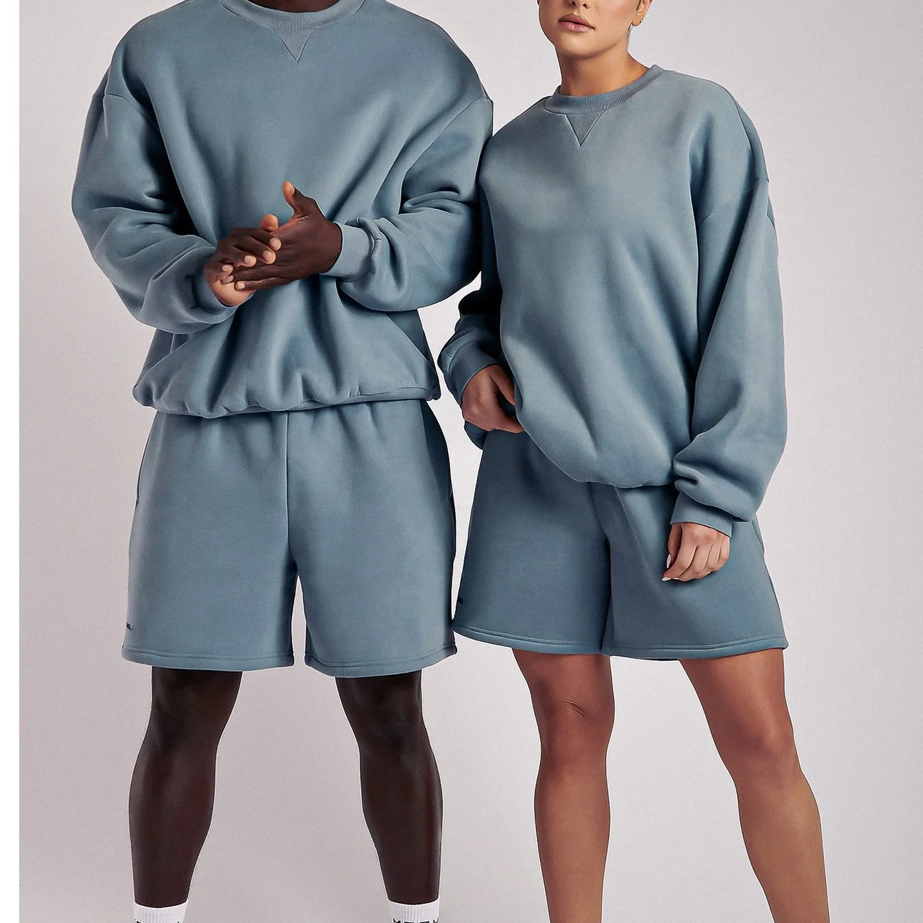 

Sweatsuits Unisex Sets 100% Cotton Crewneck Sweatshirt Sweatpant Jogger Men Sportwear Women Two piece Jogger Shorts Set Custom
