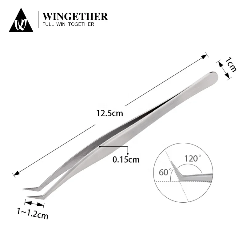 

Amazon Best Selling In Stock Stainless Steel 60 Degree OEM Tweezers Tool Tweezers Tweezers For Lash Extension