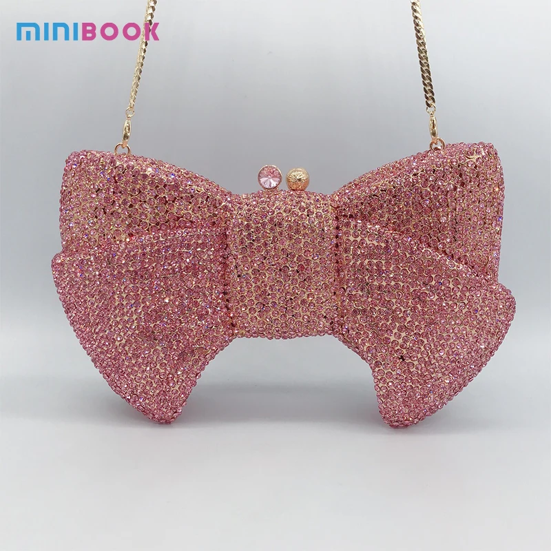 

Minibook Wholesale Bags Party Clutches Crystal Fashion Rhinestone Bow Handbag Evening Bags Bowknot Purse