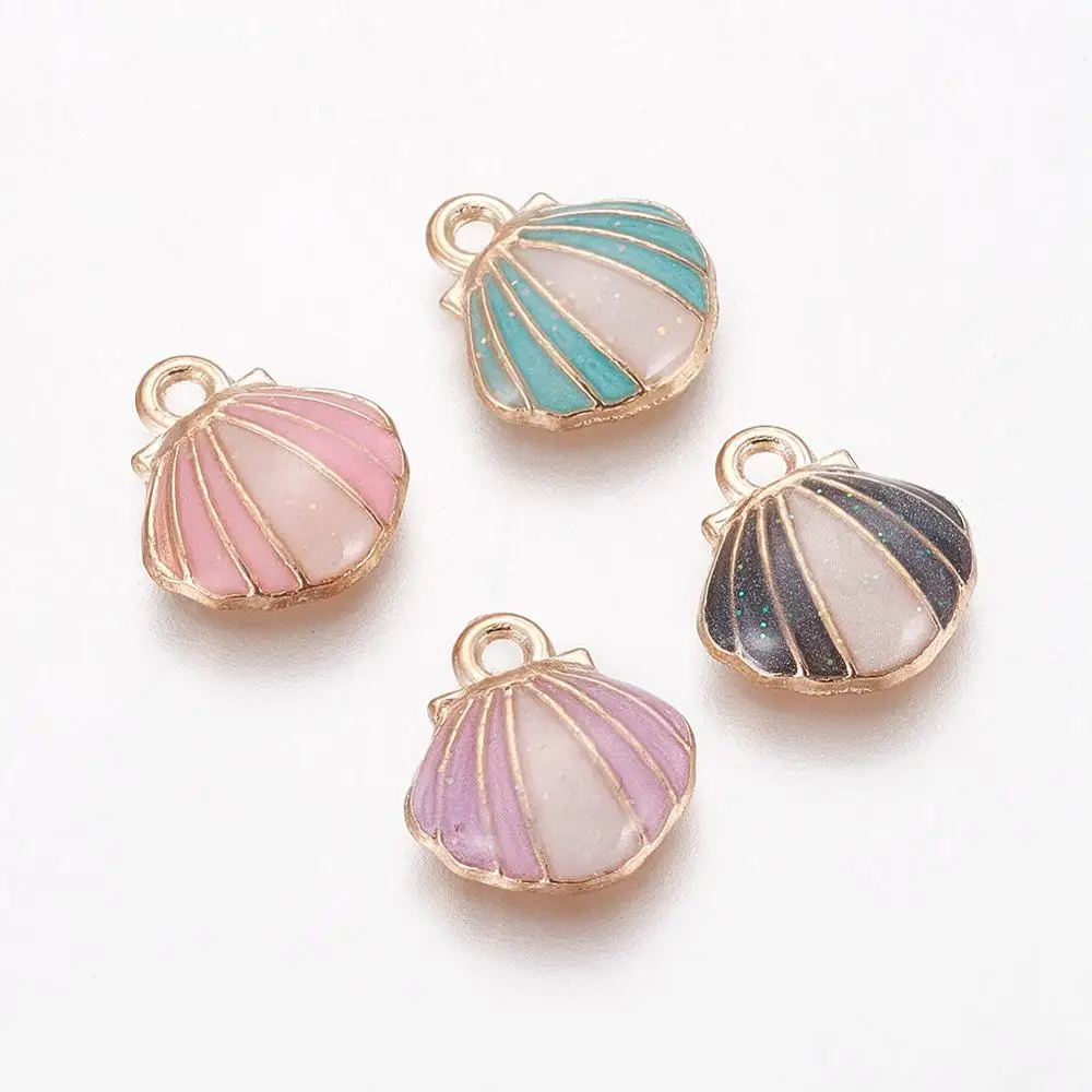 

PandaHall Shell Light Gold Mixed Color Alloy Enamel Charms