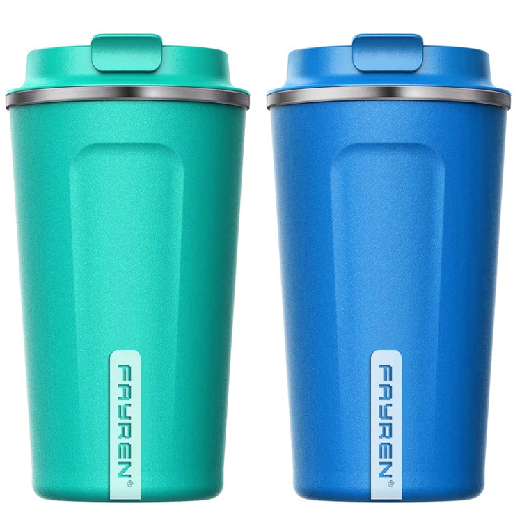 

FAYREN Promotional Custom Insulated Vacuum Double Wall Stainless Steel Coffee Cups With Lid, Silver,accept customized color