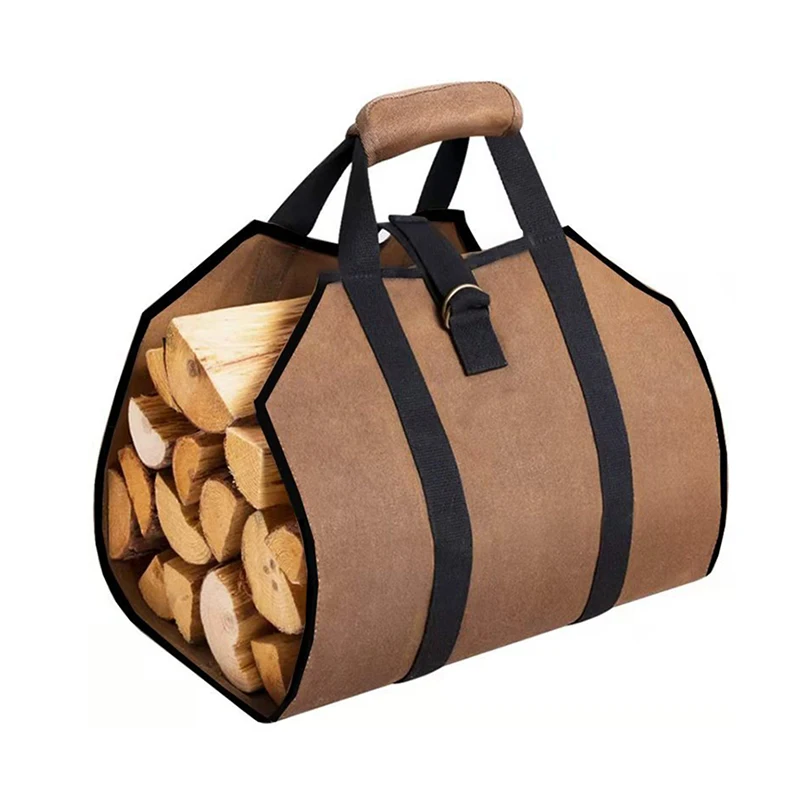

Outdoor Large Wood Firewood Log Carrier Tote Bag Heavy Duty Waxed Canvas Carry Bag with Handles Waterproof Canvas Log Tote Bag