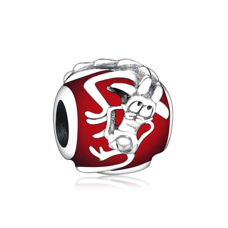 

Wholesale Jewelry 925 Sterling Silver Beads Red Enamel Chinese Dragon Charms for Jewelry Making