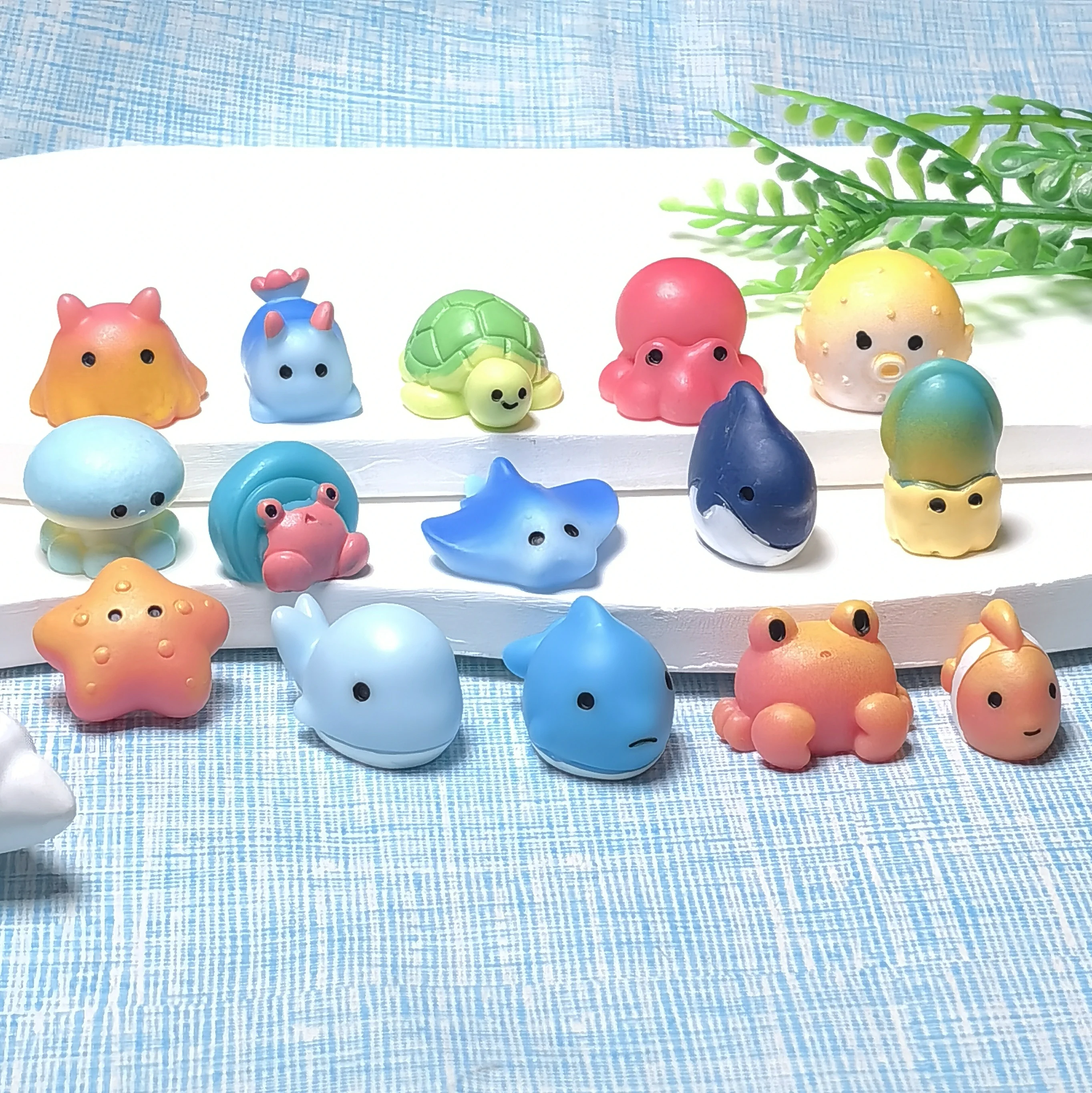 100Pcs Ocean Resin Animal Cabochons Cute Dolphin Starfish Tortoise Flatback Slime Beads Summer Charms for Scrapbooking Decor