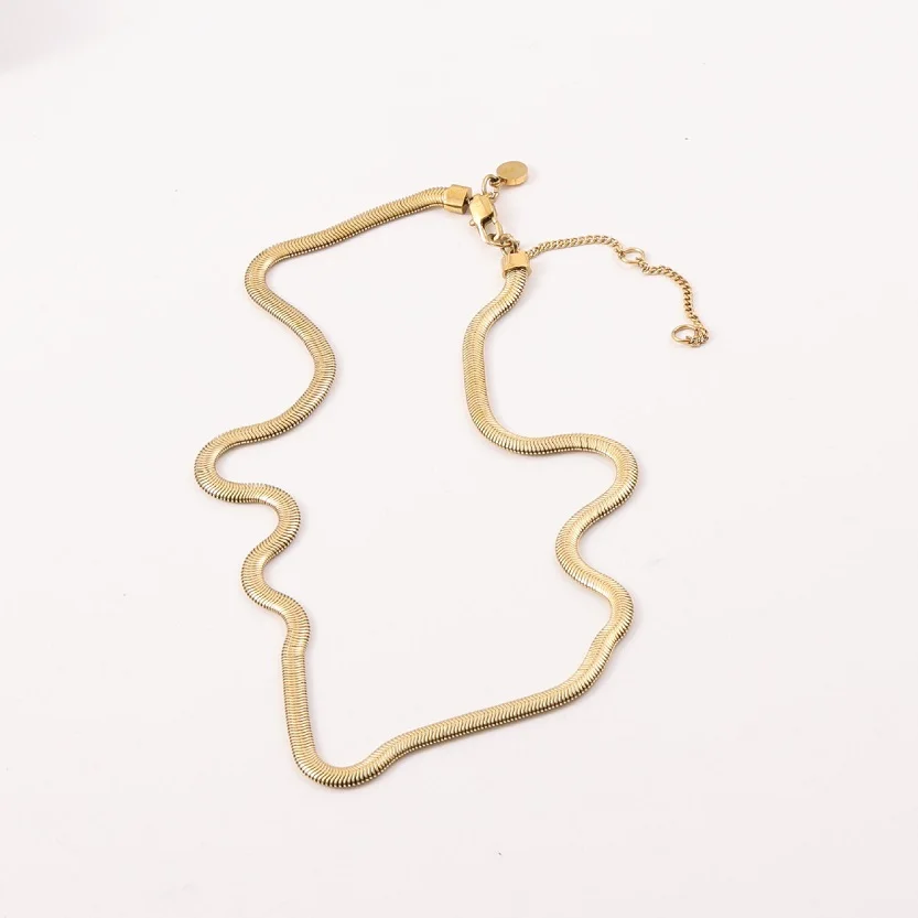 Joolim Jewelry 18K Gold Plated Simple Snake Chain Necklace Stainless Steel Jewelry Wholesale