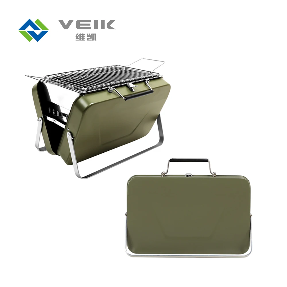 

Wholesale outdoor quick folding barbecue notebook charcoal portable folding barbecue grill, Black