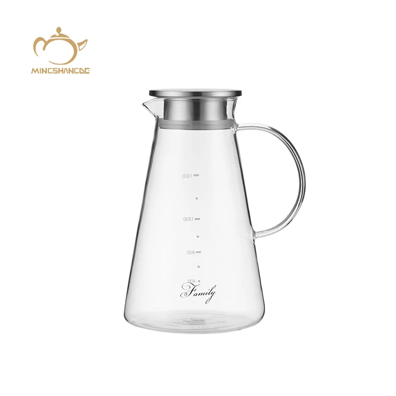 

1.6L borosilicate glass pitcher wholesale 54oz heat resistant glass carafe 1600ml glass water jug, Transparent