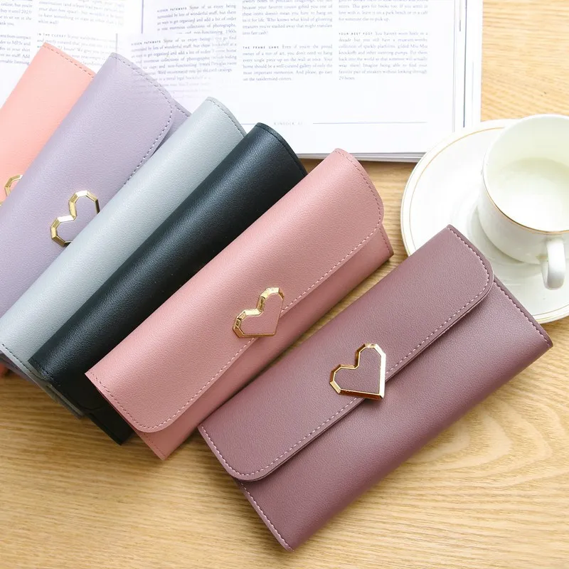 

Fashion top selling lady cheap leather heart women leather wallet