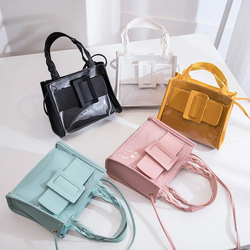 

Cute Mini 2021 Transparent Jelly Handbag Women Sweet PU Single Shoulder Crossbody Bag, As photo show